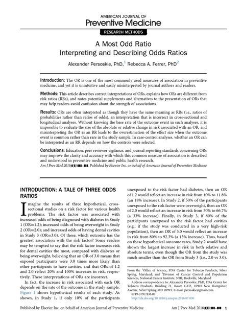 A Most Odd Ratio:: Interpreting and Describing Odds Ratios.